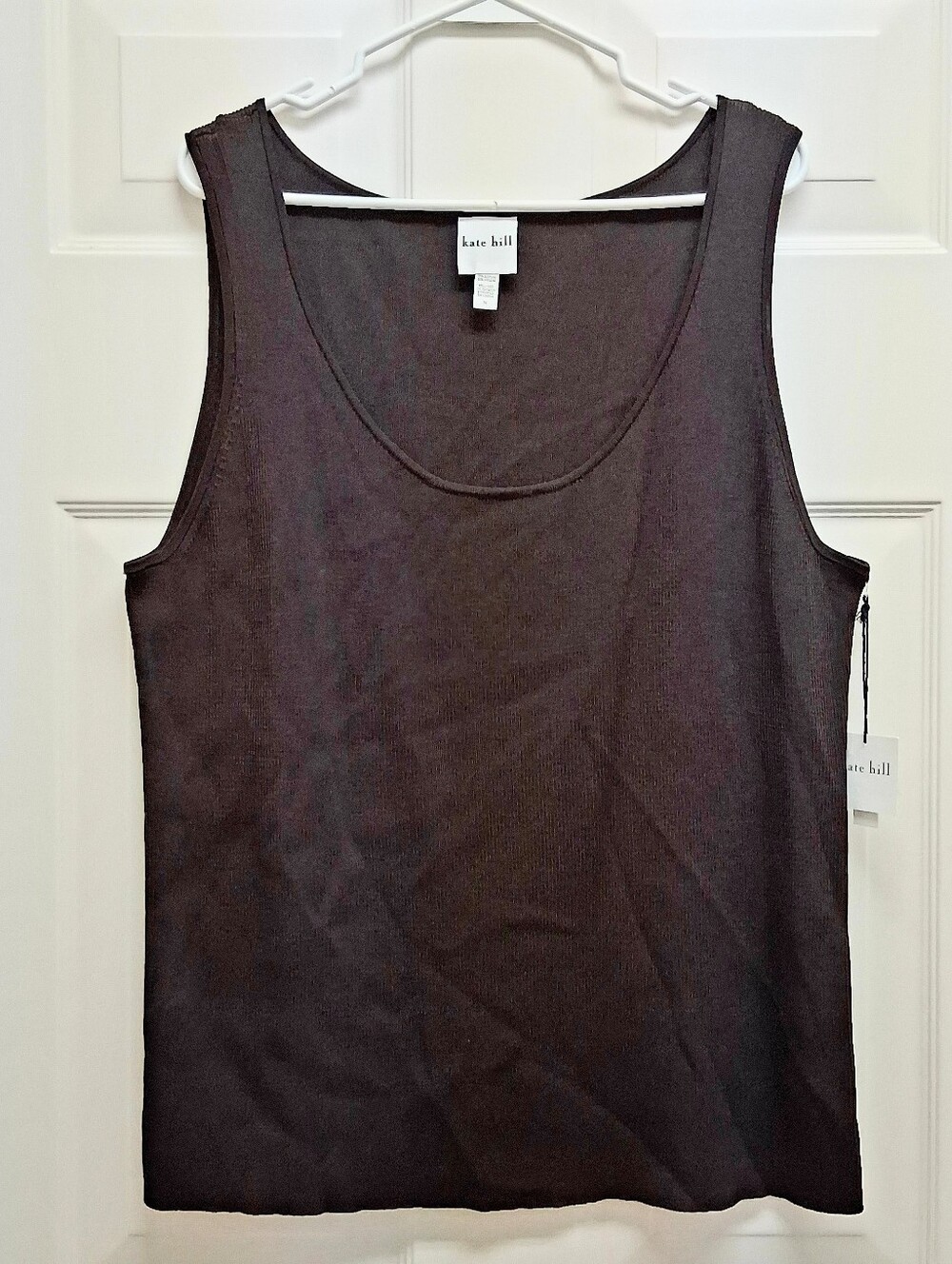Kate Hill Woman Ribbed Knit Tank Top Brown 3X Capsule Layering Shell Office NWT